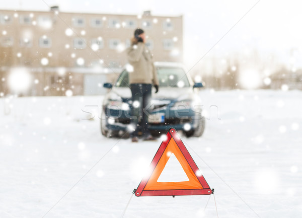 closeup of man with broken car and smartphone Stock photo © dolgachov