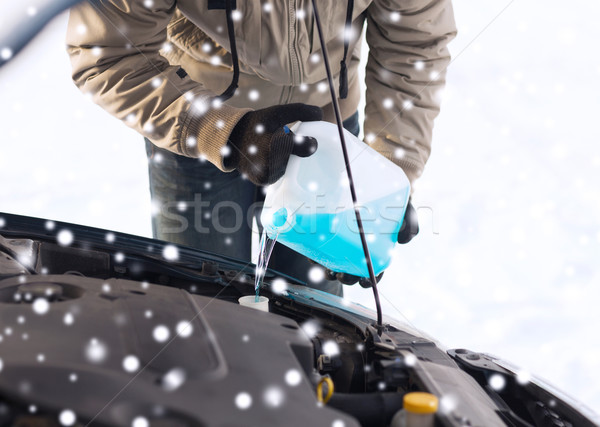 closeup of man pouring antifreeze into car Stock photo © dolgachov