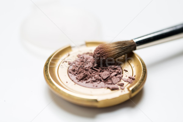 close up of makeup brush and eyeshadow Stock photo © dolgachov