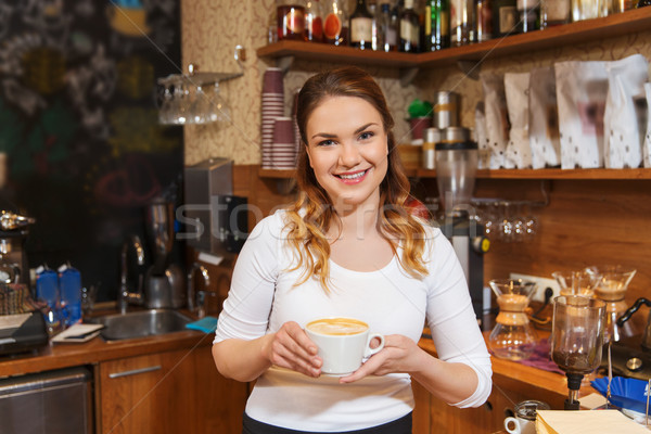счастливым Бариста женщину кофейня оккупация профессия Сток-фото © dolgachov
