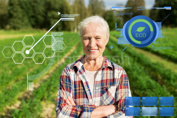 happy senior woman at farm Stock photo © dolgachov