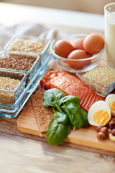 close up of natural protein food on table Stock photo © dolgachov