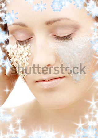 Schöne Frau Perle Perlen Bild Frau Gesicht Stock foto © dolgachov