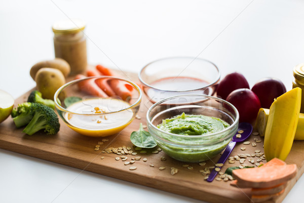 Vegetales alimento para bebé vidrio bolos alimentación saludable nutrición Foto stock © dolgachov