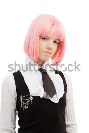 Selbstmord Mädchen Hinweis imaginären gun Kopf Stock foto © dolgachov