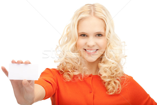 Stock photo: woman with business card