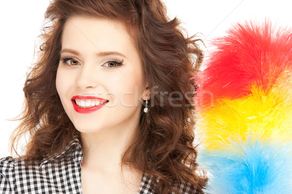 beautiful woman with cleaning sweep Stock photo © dolgachov