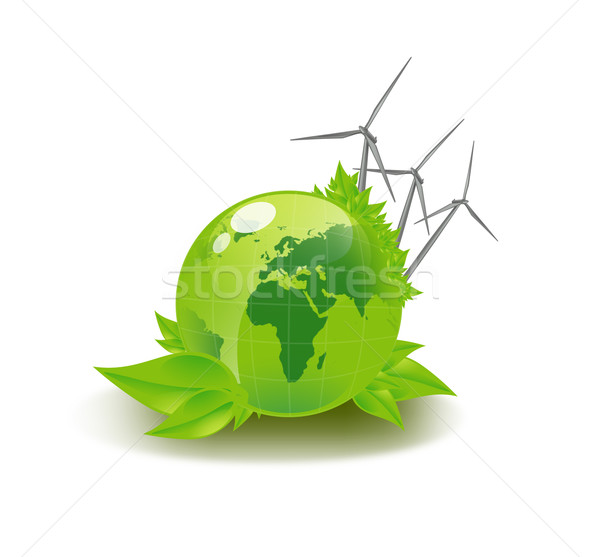 picture of green globe and wind turbines Stock photo © dolgachov