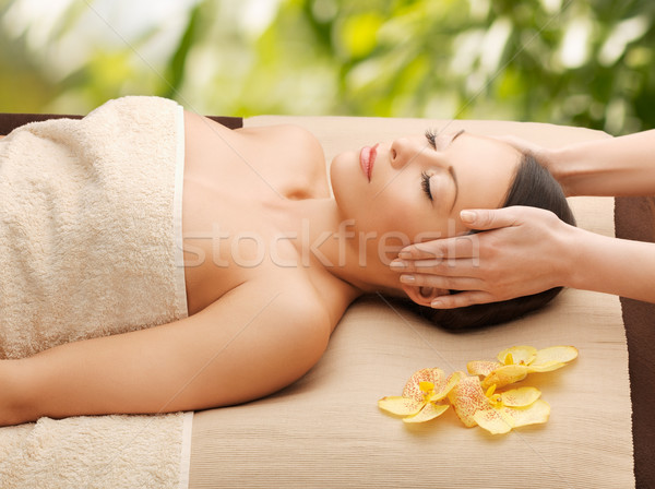 [[stock_photo]]: Femme · spa · massage · vacances · fleur · visage