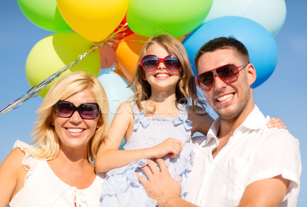 [[stock_photo]]: Famille · heureuse · coloré · ballons · extérieur · été · vacances
