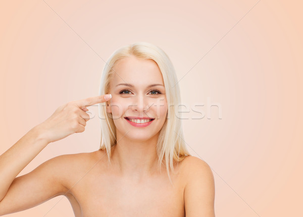 Schöne Frau anfassen Auge Gesundheit Schönheit Gesicht Stock foto © dolgachov