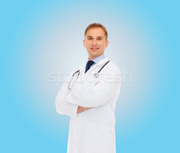 smiling male doctor with stethoscope Stock photo © dolgachov