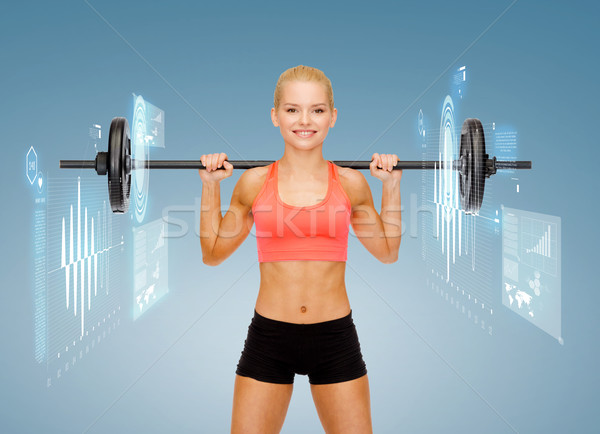 Lächelnd sportlich Frau Langhantel Fitness Stock foto © dolgachov