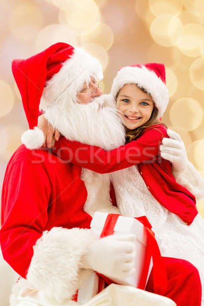 улыбаясь девочку Дед Мороз праздников Рождества детство Сток-фото © dolgachov