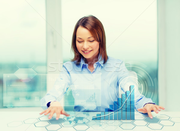 woman pointing to buttons on virtual screen Stock photo © dolgachov