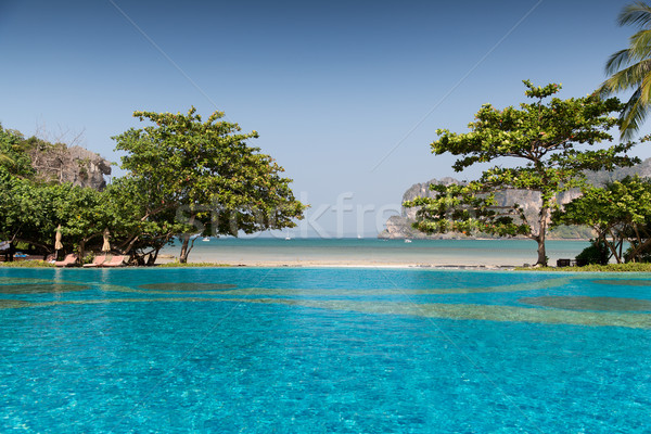 úszómedence Thaiföld turisztikai üdülőhely tengerpart nyár Stock fotó © dolgachov