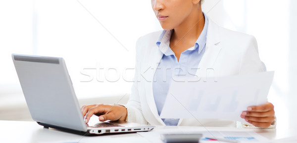 Stock foto: Geschäftsfrau · arbeiten · Computer · Büro · Business · Steuer