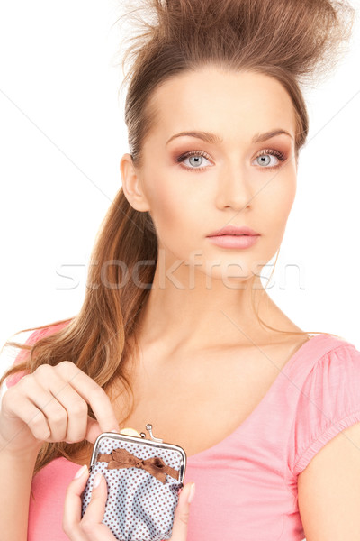 Stock photo: lovely woman with purse and money