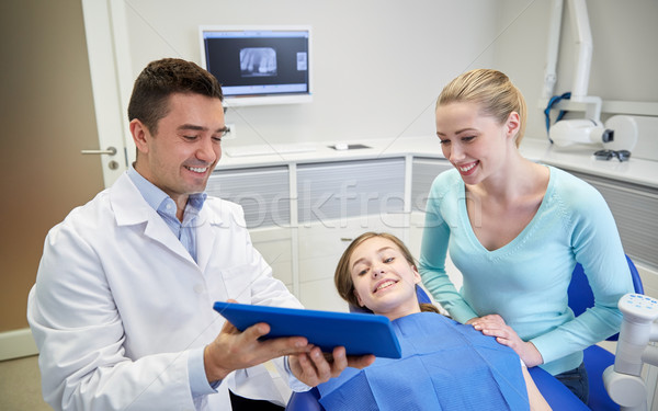 [[stock_photo]]: Dentiste · fille · mère · personnes