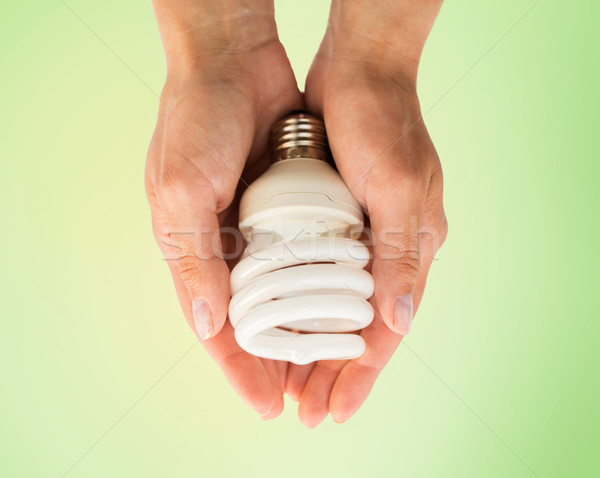 Foto stock: Mãos · energia · lâmpada