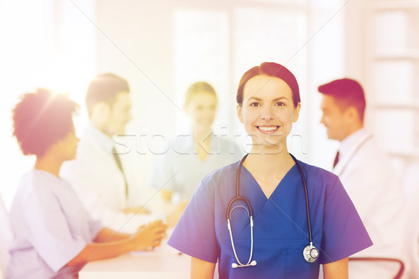 Heureux médecin groupe hôpital clinique profession [[stock_photo]] © dolgachov