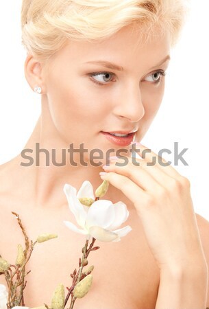 Mujer hermosa orquídeas flor Foto mujer nina Foto stock © dolgachov