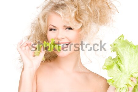 Stock photo: young beautiful woman with green apple