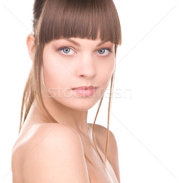 ストックフォト: 女性 · 明るい · 画像 · 白 · 顔 · 髪