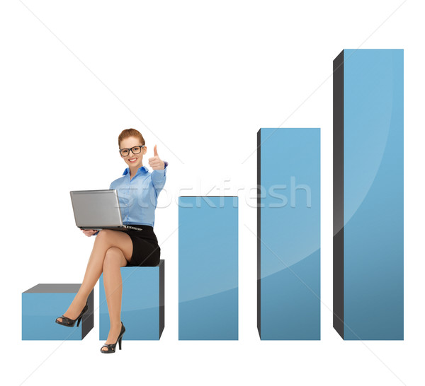businesswoman sitting on big 3d chart Stock photo © dolgachov