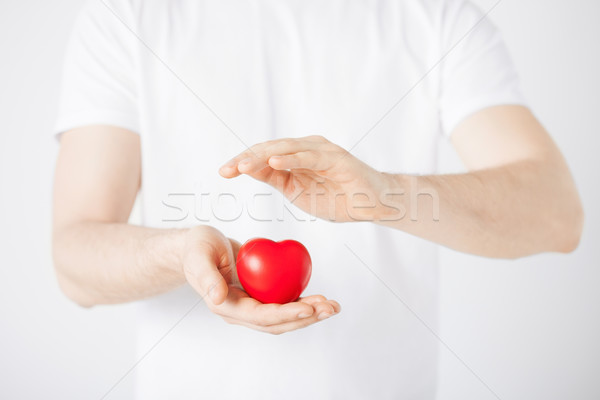 Uomo mani cuore bambino segno Foto d'archivio © dolgachov