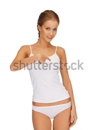 woman in cotton underwear showing slimming concept Stock photo © dolgachov