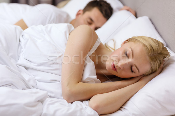 счастливым пару спальный кровать отель путешествия Сток-фото © dolgachov