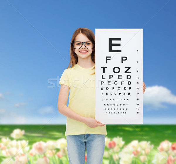 Zdjęcia stock: Dziewczynka · okulary · oka · wykres · wizji · zdrowia