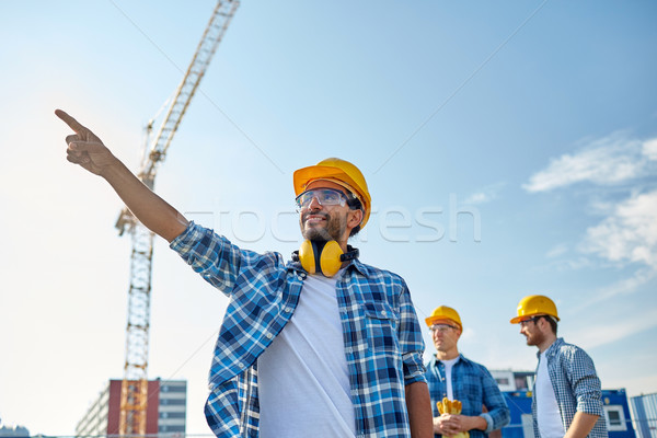 Stock fotó: építők · mutat · ujj · építkezés · üzlet · épület