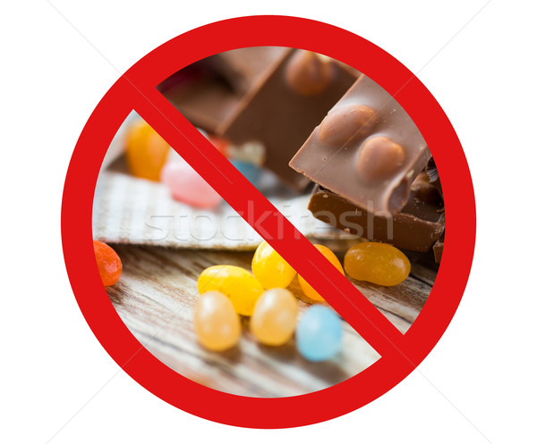 Stock photo: close up of candies and chocolate behind no symbol