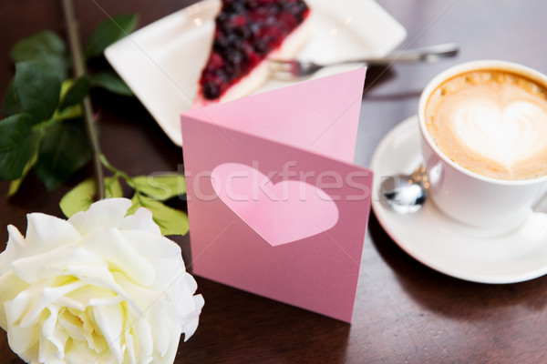 Tarjeta de felicitación corazón café vacaciones día de san valentín Foto stock © dolgachov