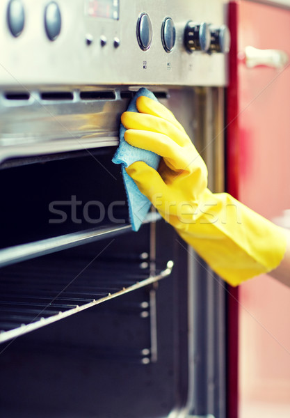 Stockfoto: Vrouw · schoonmaken · oven · home · keuken