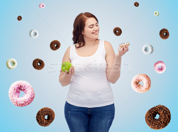 счастливым Плюс размер женщину яблоко Cookie Сток-фото © dolgachov
