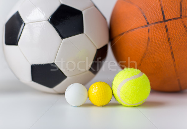 close up of different sports balls set Stock photo © dolgachov