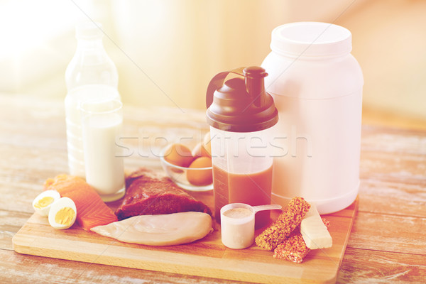 close up of natural protein food and additive Stock photo © dolgachov