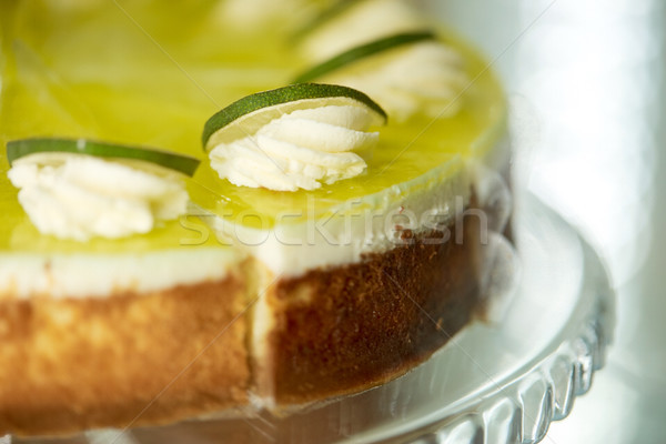 Közelkép citrus torta áll étel sütemény Stock fotó © dolgachov