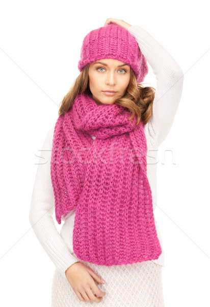 beautiful woman in winter hat Stock photo © dolgachov