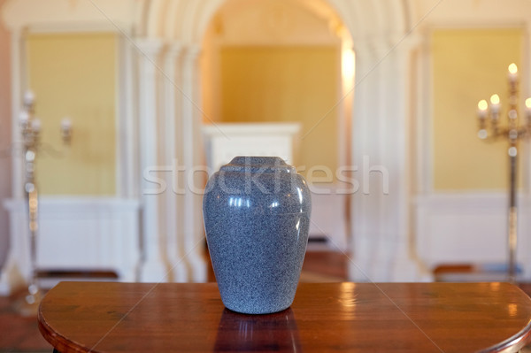 cremation urn on table in church Stock photo © dolgachov