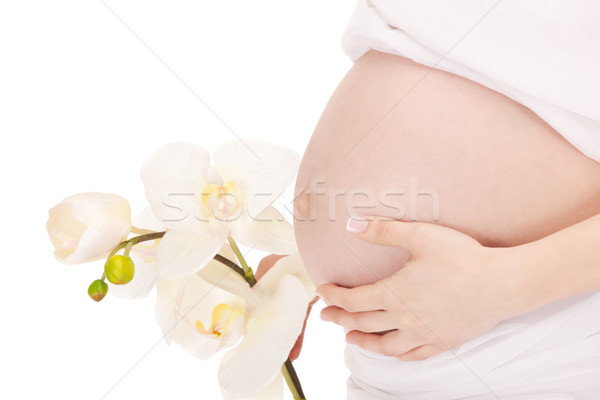 Kobieta w ciąży brzuch jasne zdjęcie piękna Zdjęcia stock © dolgachov