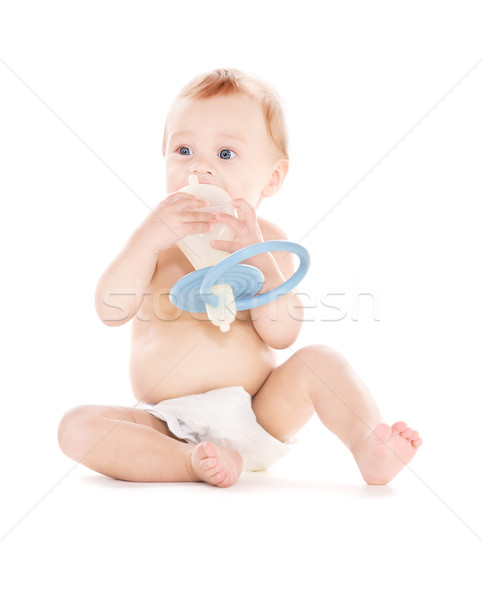 Bebê menino grande chupeta quadro branco Foto stock © dolgachov