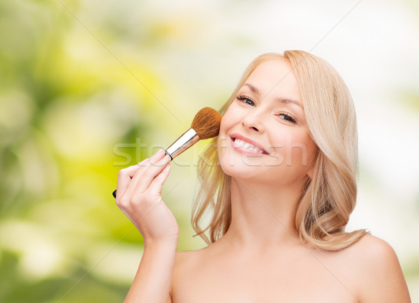 Schöne Frau Make-up Pinsel Kosmetik Gesundheit Schönheit Stock foto © dolgachov