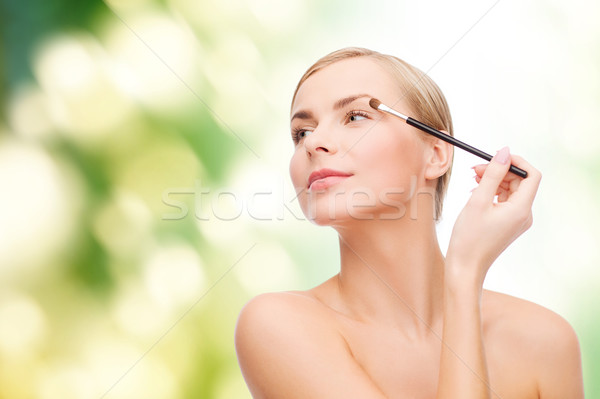 Schöne Frau Make-up Pinsel Kosmetik Gesundheit Schönheit Auge Stock foto © dolgachov