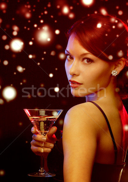 Donna cocktail lusso vip Nightlife party Foto d'archivio © dolgachov
