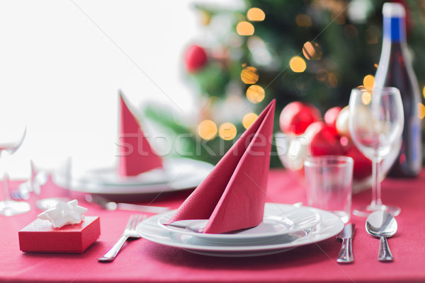 Kamer kerstboom ingericht tabel vakantie viering Stockfoto © dolgachov