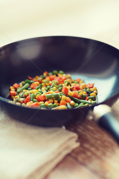 Wok pan warzyw gotowania żywności Zdjęcia stock © dolgachov